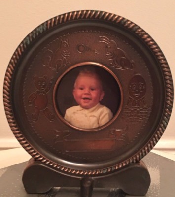 Vintage Baby Photo Frame Seba Made in England Engrave name, weight  date etc.