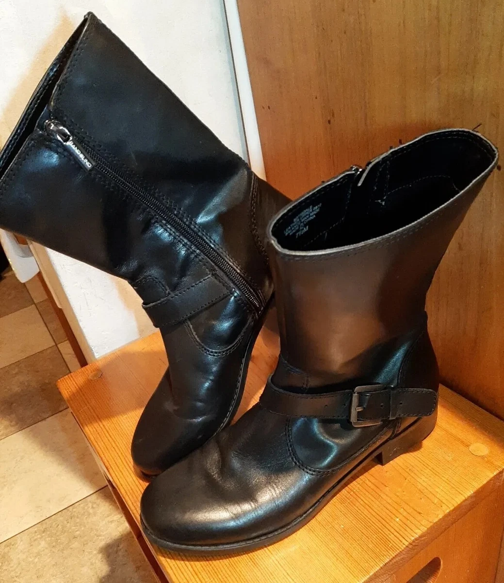 Bandolino Black Leather Boots w zipper 7.5M Womens BDTISDALE very good cond