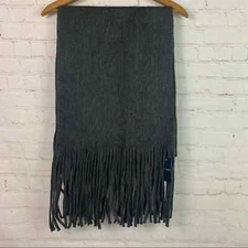 New Lucky Brand cozy long gray winter scarf with fringe NWT