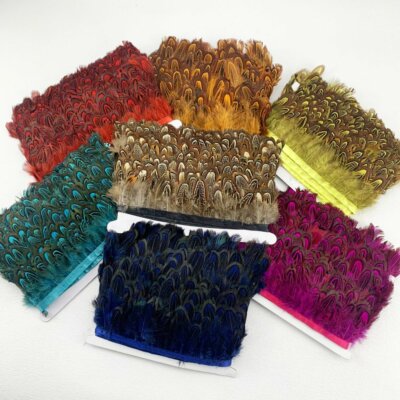 11 Color 10 Meter Natural Dyed Pheasant Feather Trim 2inch in  DIY Decoration