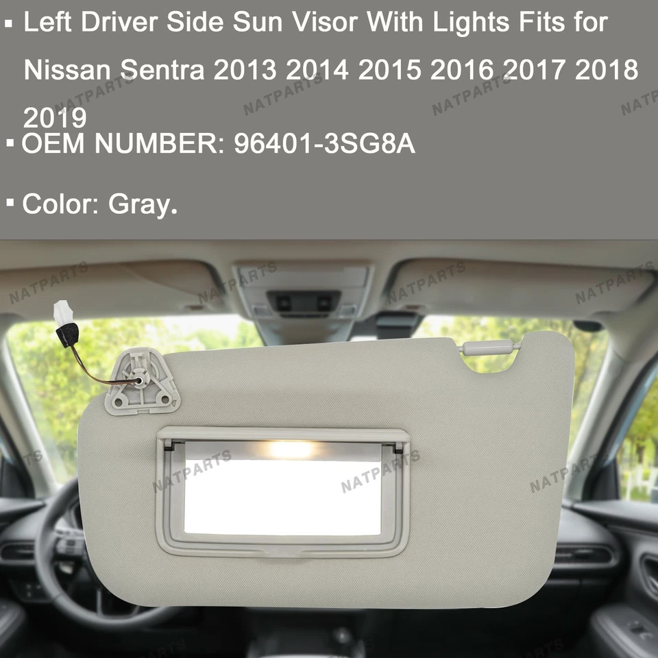 Parasol conductor izquierdo con luz para Nissan Sentra 2013-2019 96401-3SG8A Foto 2 de 4