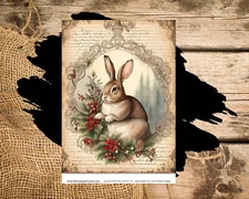 Christmas Rabbit | A4 Rice Paper | Paper for Decoupage
