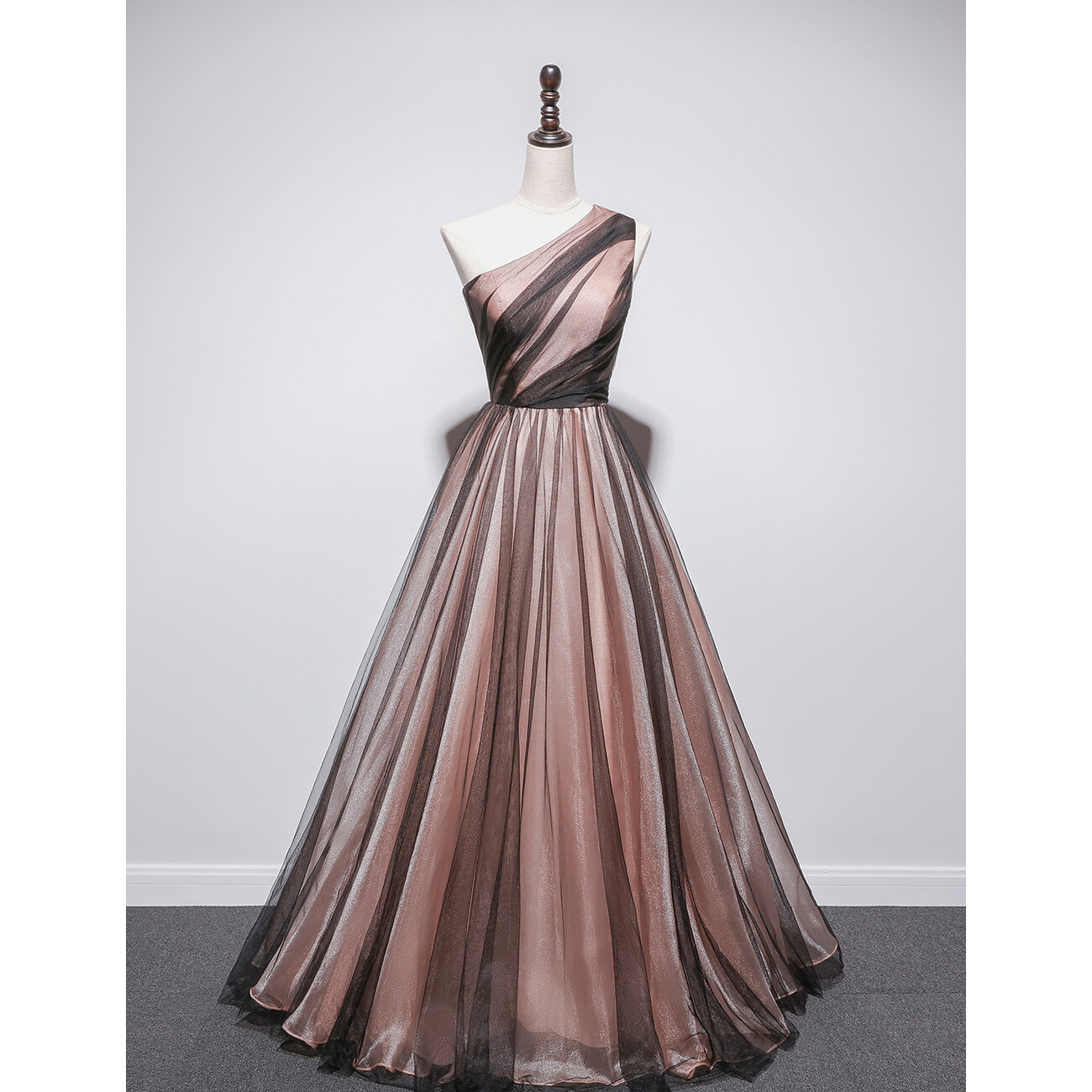 Woman One Shoulder Cocktail Dress A-line Pleated Sleeveless Evening Gowns-image