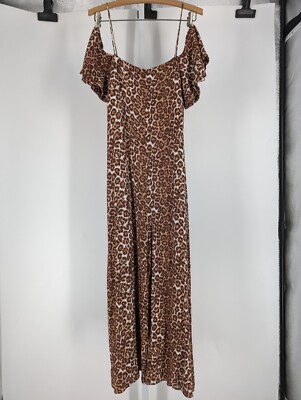 Zimmermann Alchemy Flounce Leopard Jumpsuit Dress Rayon Size Tropical  Belted