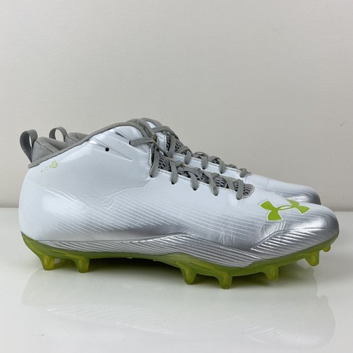Scarpe da calcio Under Armour uomo Nitro III Mid bianco argento verde taglia 10,5 - Foto 1 di 10