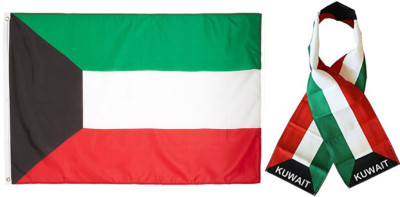  Wholesale Combo Set Kuwait Country 3x5 3 x5  Flag and 8''x60'' Scarf  