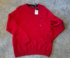 Chaps Red Sweater Crew Neck Long Sleeves Sz M Men 100 Cotton Pullover