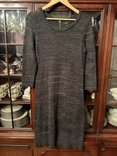 Apt 9 Gray With Metallic Gold Thread Light Sweater Dress Sz M