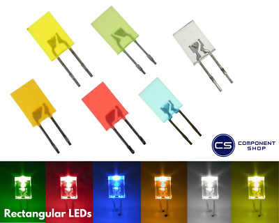 2 x 5 mm rechteckige Standard helle LEDs - rot/blau/orange/grün/gelb/weiß