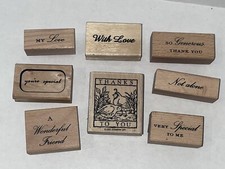 Lot of 6 Rubber Wood Stamps Thanks To You, My Love, Wonderful Friend
