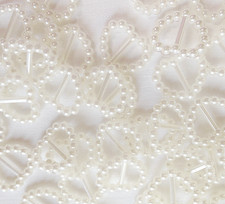 50 WHITE PEARL HEART SHAPED RIBBON SLIDER BUCKLES  IDEAL FOR  INVITES, CRAFTS