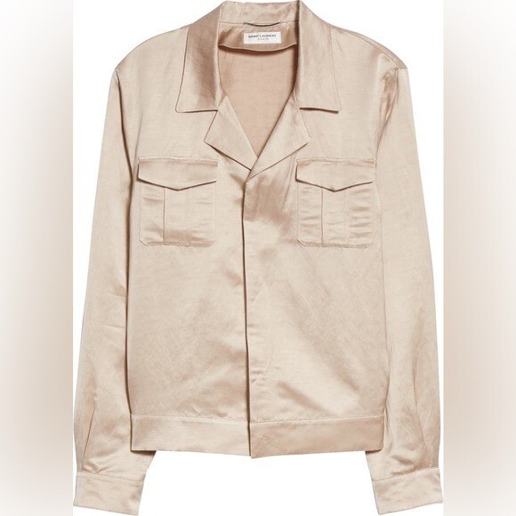 Giacca militare Saint Laurent nuova da uomo maniche lunghe fiamma raso taglia: EU50 US40