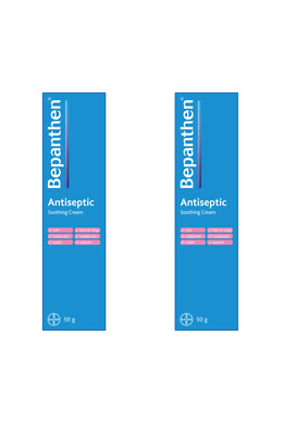 2 x Bepanthen Antiseptic Soothing Cream 50g for Cuts, Bites & Stings,Chafed Skin