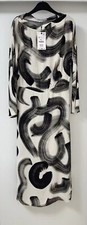 ZARA ZW COLLECTION BLACK WHITE PRINTED LONG SLEEVES MIDI DRESS SIZE M BNWT