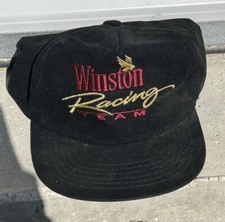 Vintage Winston Racing Team Hat NASCAR Cap Black Velvet Snapback Embroidered