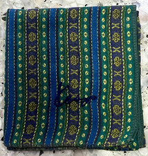 MAN HANKY CLASSIC STRIPED PURPLE BLUE GREEN VTG COTTON POCKET ART SQUARE18   M42