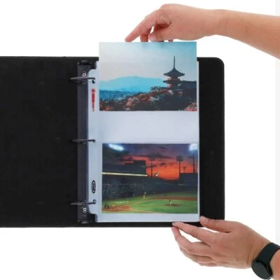 BCW 100 2 Pocket Album Pages For 5X7 Photo / Cards 3 Rings PVC Free Clear Laser Weld
