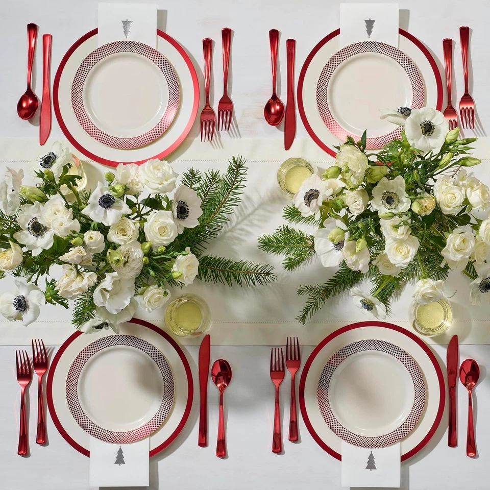 Heavyweight Plastic Plates Disposable Dinnerware Set 175 PCS - Image 2 of 4
