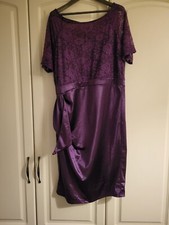 Mmondschein Vintahe Lace Satin Dress, Purple Size XXL