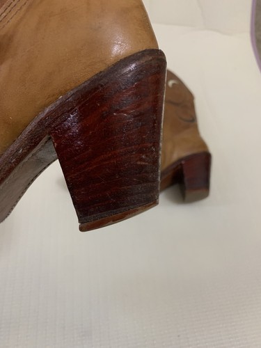 DINGO Women’s Western Cowgirl Leather Boots Size 6.5M Camel Brown Pull Up Style - Picture 10 of 11