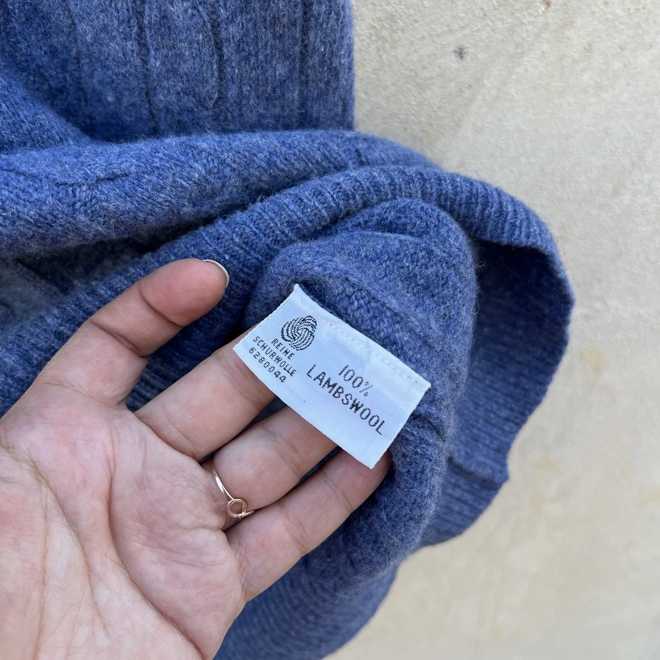 LARGE LAMBS WOOL JACK MORGAN MEN BLUE SWEATER PULLOVER Round Neck Jumper Size L - Imagen 2 de 4