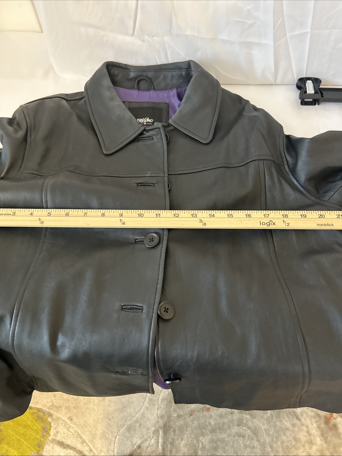 Mossimo Leather Jacket Large Black Button Down Y2… - image 5