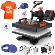 12x15" 6in1 Heat Press Machine Swing-Away Dual Tube Heating for Mugs Caps Plates