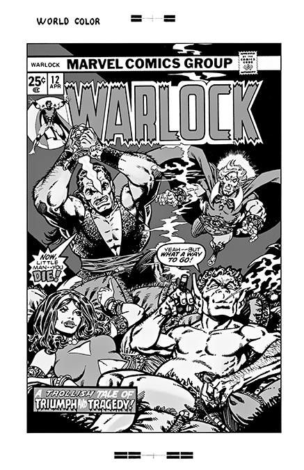 Jim Starlin Warlock #12 Rare Large Production Art Cover Mono