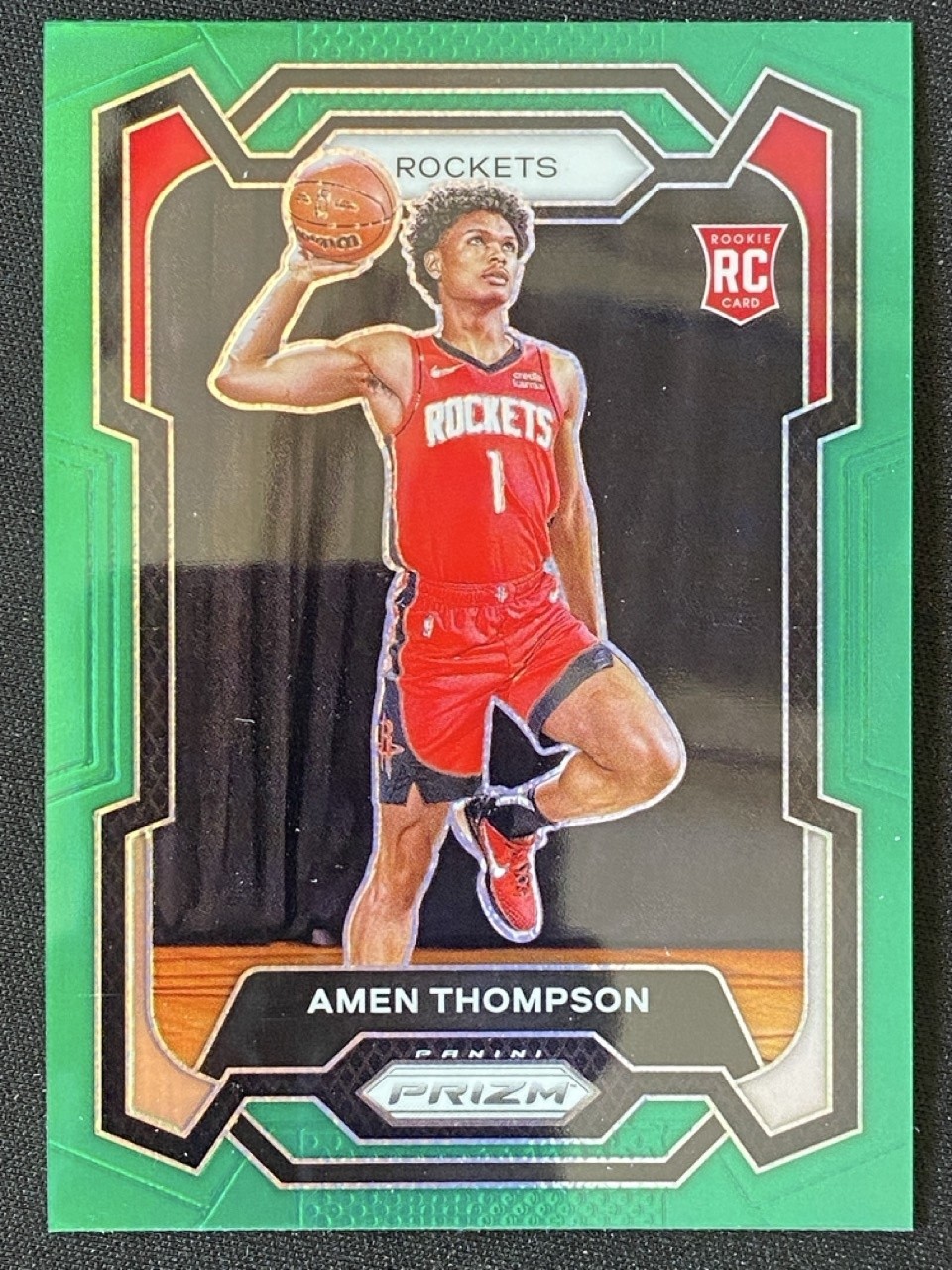 Amen Thompson 2023-24 Panini Prizm Green Prizm Base RC #150 -vg3