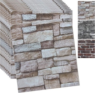 10PCS 3D Wall Panels Peel and Stick 3D Brick Wallpaper Peel and Stick Faux Stone