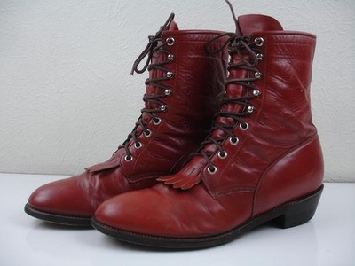 Justin Men's 10.5 D M Drennan 7'' Lacer Western Boots Rust Leather Kiltie Cowboy
