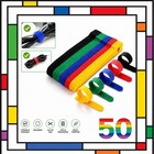 50 Reusable Cable Ties 14cm Hook & Loop Straps, 5 Colours