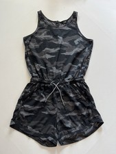 Athleta Girl Medium Black Camo On-The-Go Romper Jumpsuit Shorts Size L12
