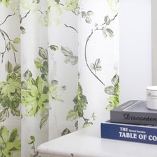 Green Floral Curtains 72 Inches Long 2 52"W x 72"L Pack of 2 Bright Green