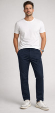 Uniqlo Pants 30x34 Navy Blue Cotton Dress Slim Fit Office Trousers NWT