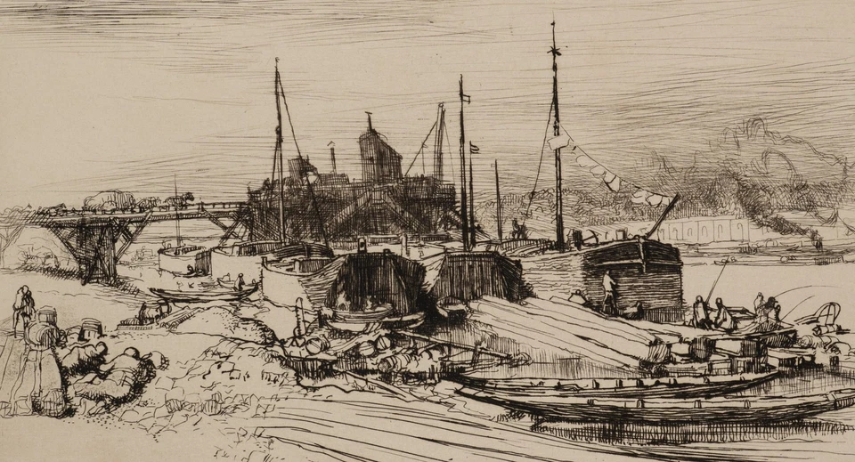 A. LEPÈRE (1849-1918), Quai De La Gare. Hafenszene, 1908, Radierung Realismus - Bild 4 von 4