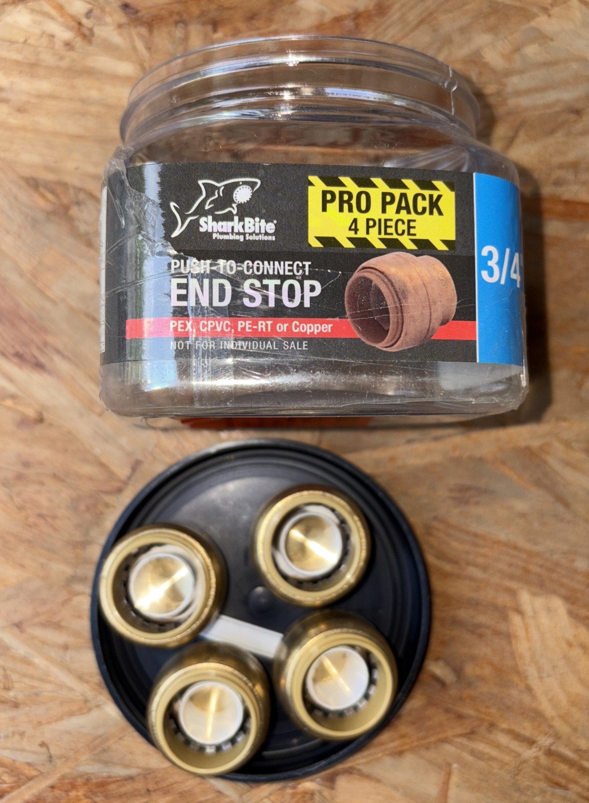 4PK- Sharkbite Push-to-Connect Brass End Stop Fitting 3/4" U518LFJ4