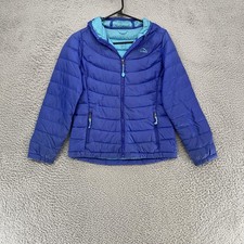 L.L.Bean Puffer Jacket Kids Medium 10-12 Blue Hooded Down Pockets Lightweight