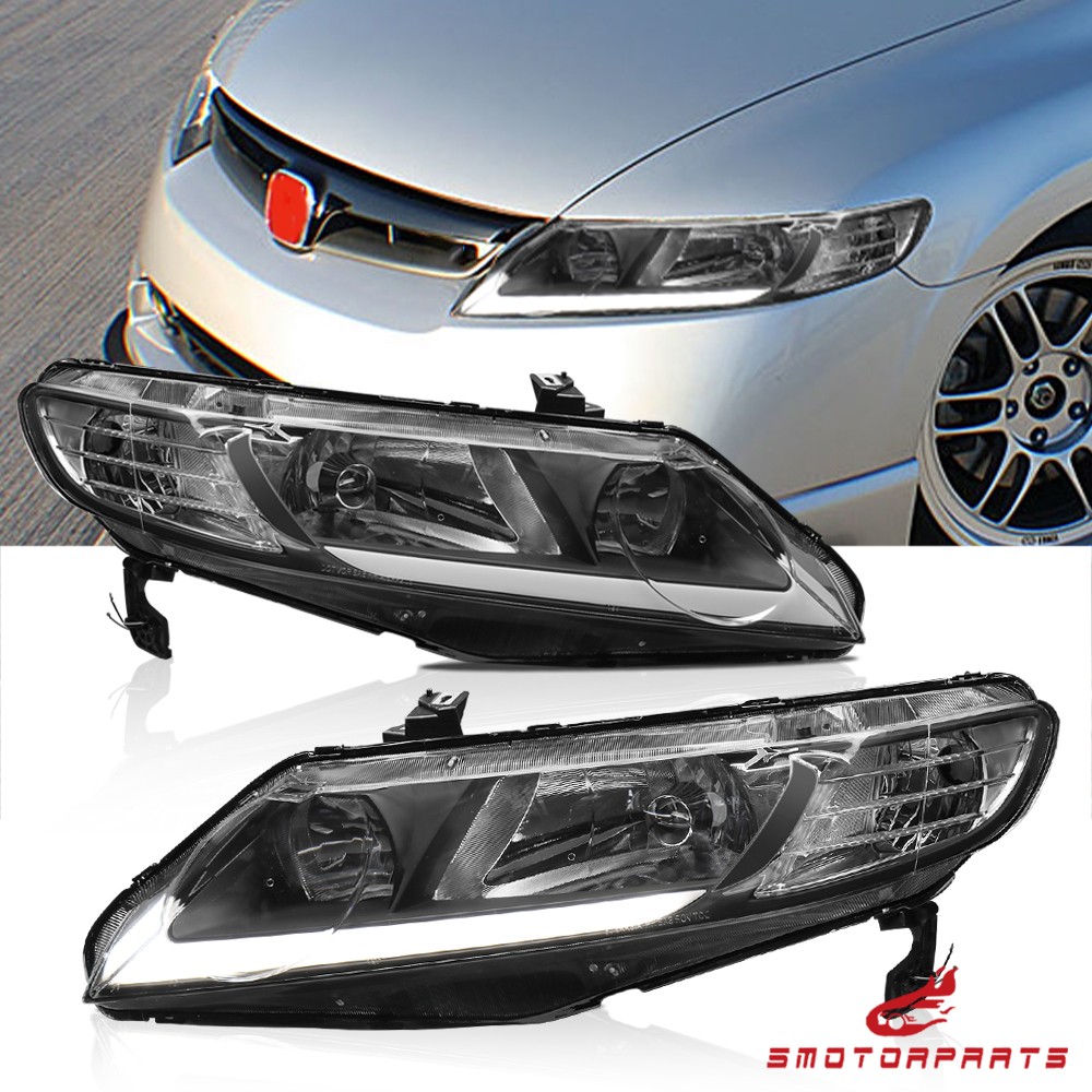 Pair LED DRL Headlights Lamps For 2006-11 Honda Civic FA 4-Door  LH+RH
