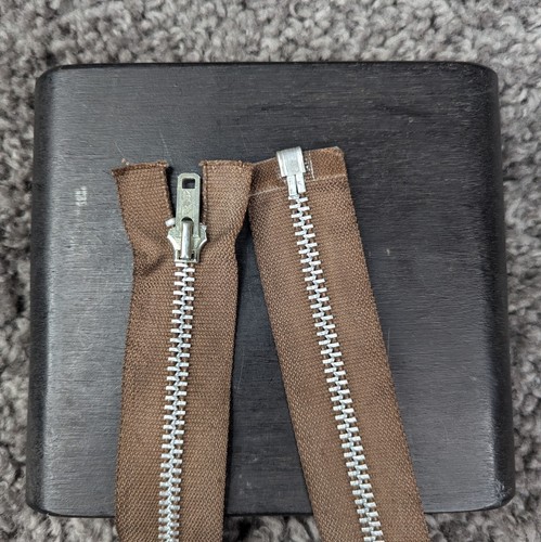 Vtg 50s Zipper Separating Talon Brown 25" NOS Deadstock