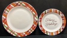 Royal Norfolk Checkered Home for the Holidays Dinner and Salad Plates Set of 8