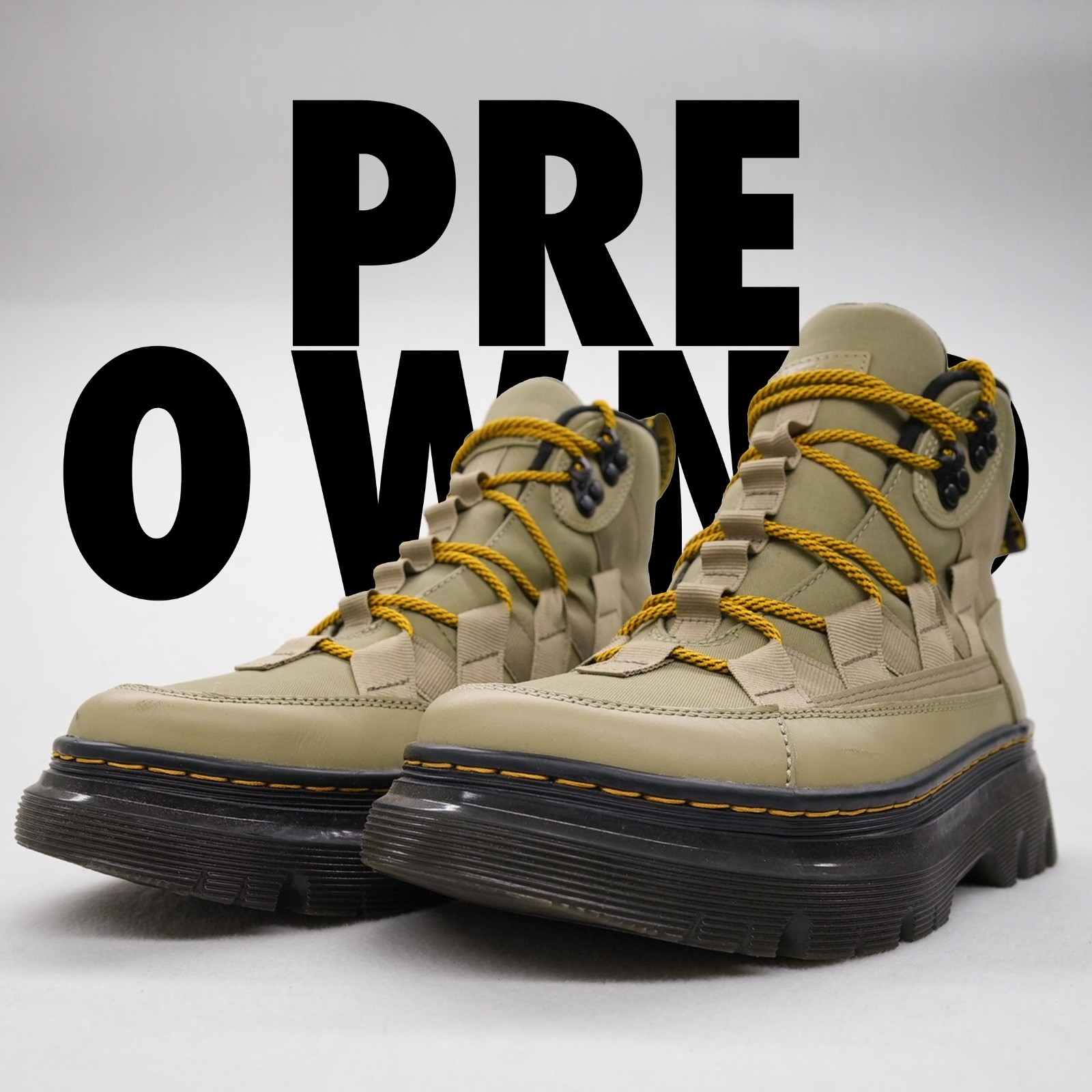 Dr. Martens Men's Boury Casual Boots Olive Green Size 8 US