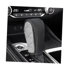 Car Gear Shift Knob Cover, Leather Anti-Slip Breathable Automatic Gear Gray
