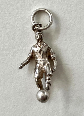 Vintage sterling silver charm, soccer player