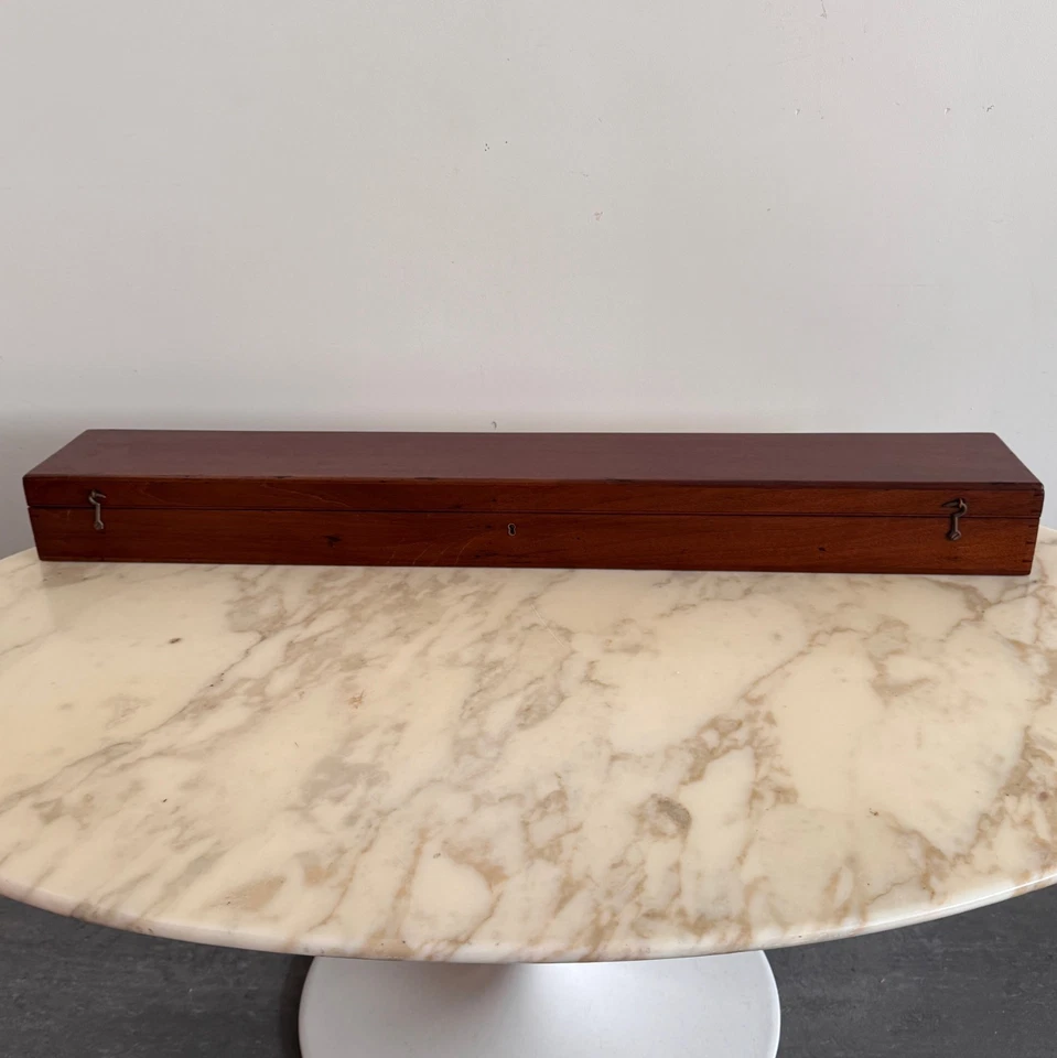 Longue-vue de marine XIXe en laiton et bois et boite en acajou M3704 - Photo 2/4