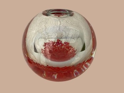 SVOBODA Art Glass Paperweight Vase Bowl Hand Blown Czech signed with Label
