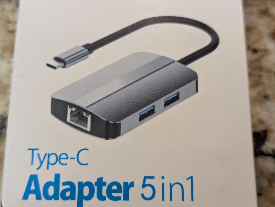 5-in-1 Adapter for Laptop USB-C to USB 3.0 USB 2.0 HUB SD / TF Card Reader LAN - Image 4 of 4
