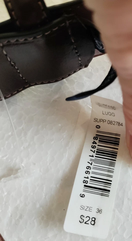 Cinturón de cuero Stafford para hombre 36 marrón hebilla cuadrada herrajes plateados nuevo con etiquetas Foto 4 de 4