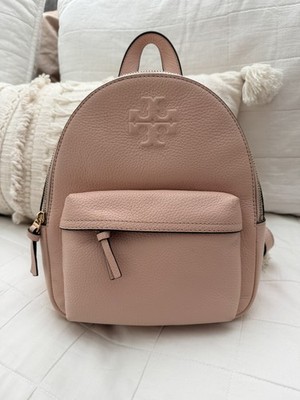Authentic Tory Burch Thea Mini Leather Backpack In Pink Quartz (Small Bag)