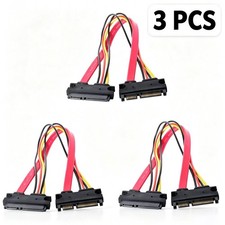 3PCS SATA 7 15 Pin Extension Cable Male to Female for SSD HDD Data Power